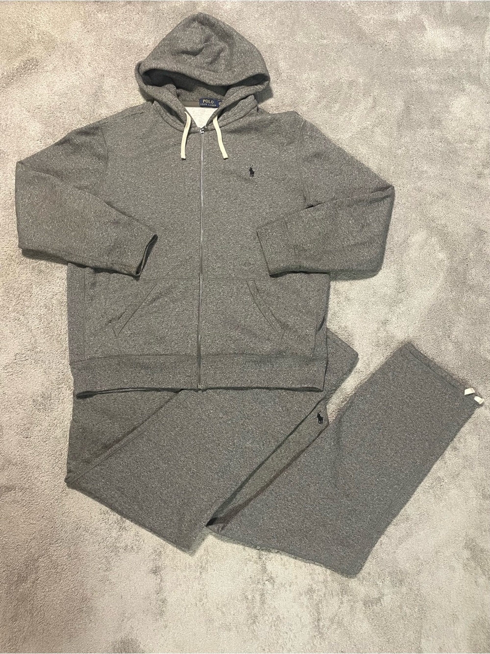 Polo Ralph Lauren Gray Track Suit Men’s XXL Zip Up Sweatshirt Jogger Pants